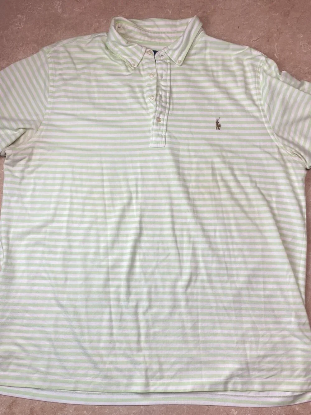 Ralph Lauren Knit Oxford Striped‎ Polo Shirt Mens 2XLT Green White